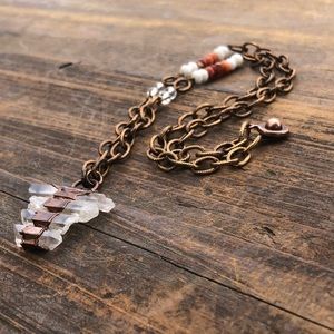 Mexican Fire Opal and Quartz Necklace